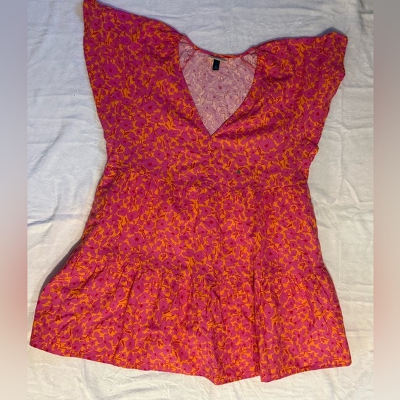Universal Thread Women’s Pink Orange Floral Flutter Sleeve Mini Skater Dress XL​ - Picture 12 of 12